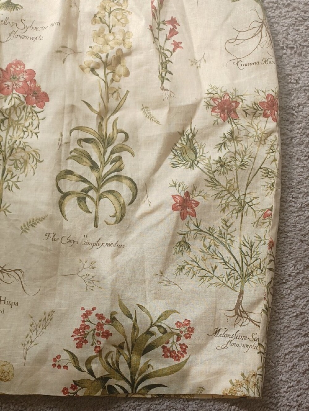Silk Club Collection 100% Linen Floral Botanical Print Cream Pencil Skirt Sz 14 - Picture 3 of 10